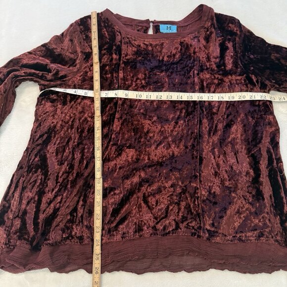South Main Burgundy Crushed Velvet Top Size XXL Whimsigoth Fairy Holiday Glam - Picture 5 of 10